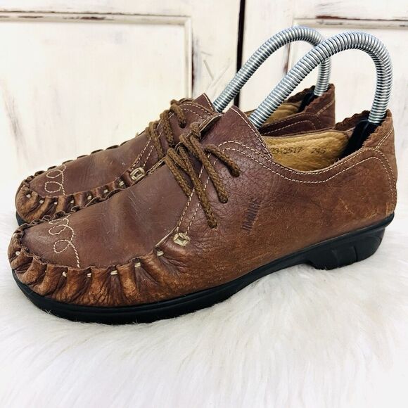 Funky Jimaire Brown Leather Handcrafted Artisan Boho Oxfords Cottagecore 7.5 / 8 - Picture 1 of 8